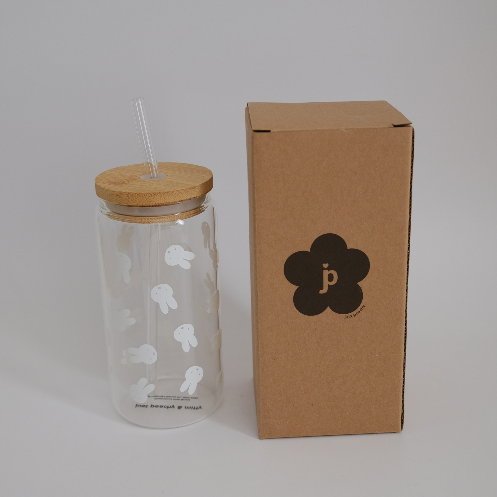 Miffy glass and bamboo tumbler with straw