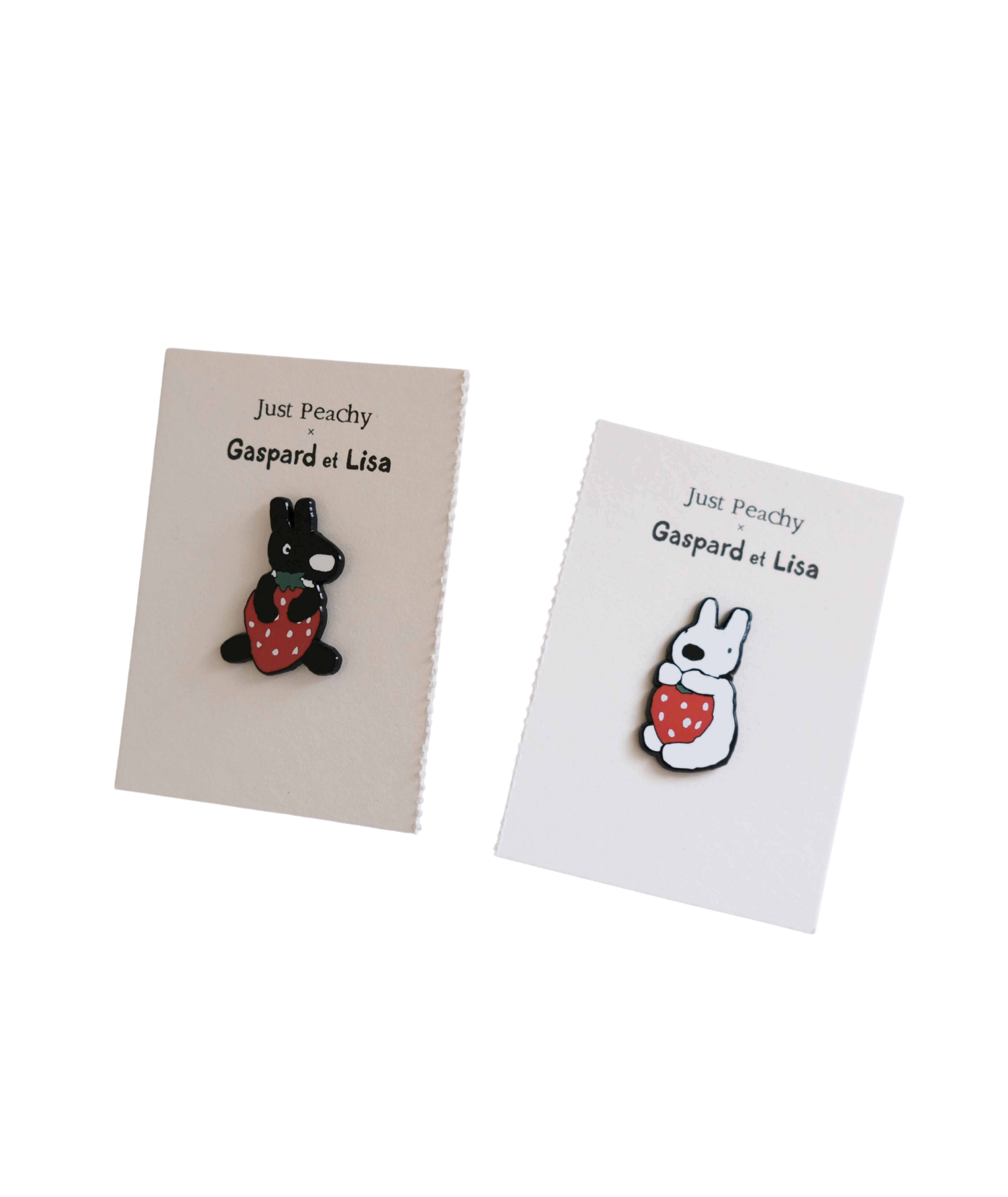 Gaspard et Lisa Strawberry Enamel Pin Set
