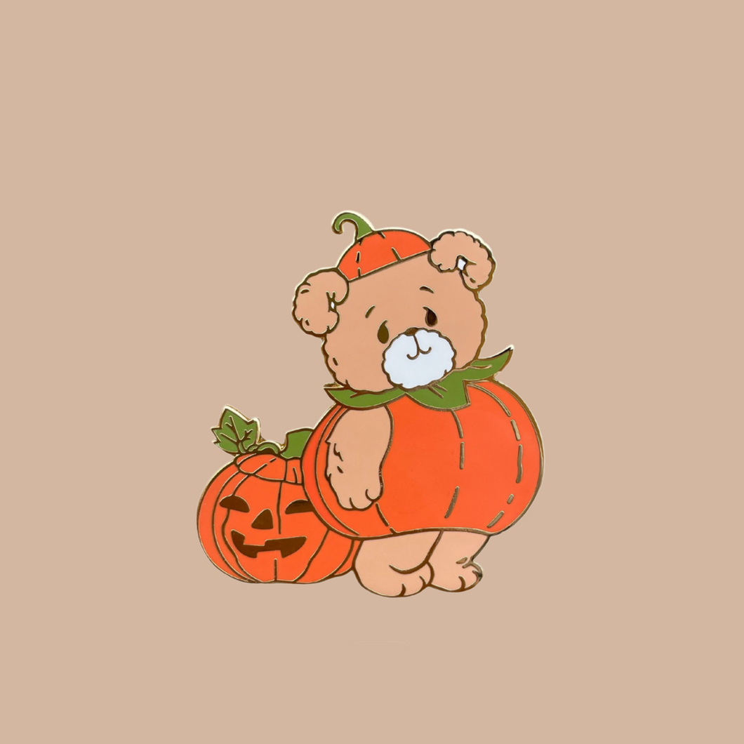 Pumpkin Teddy enamel pin